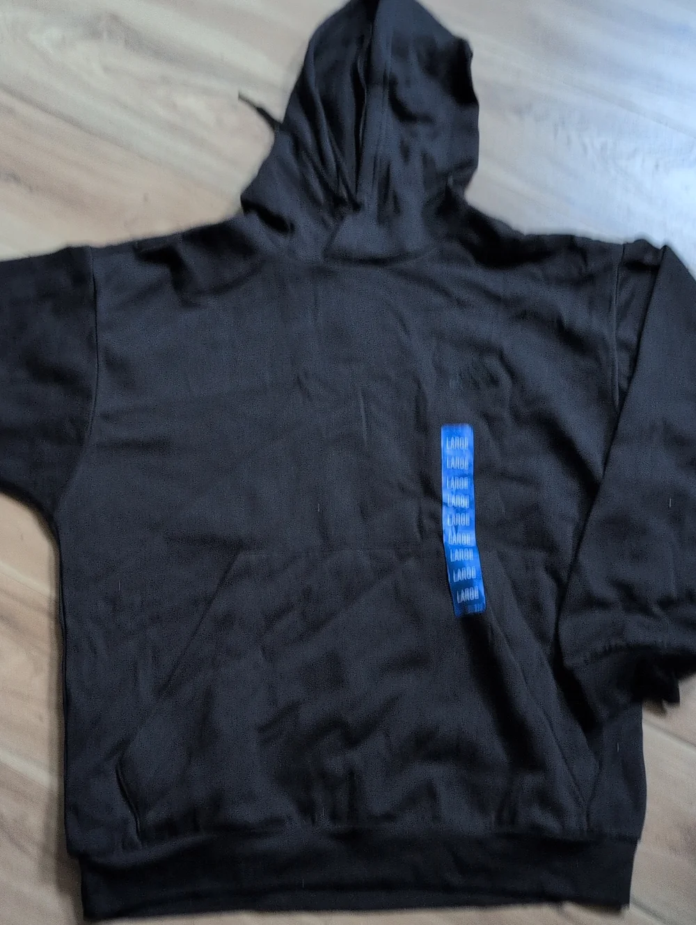 Black Kids Hoodie with Blue Tag Detail